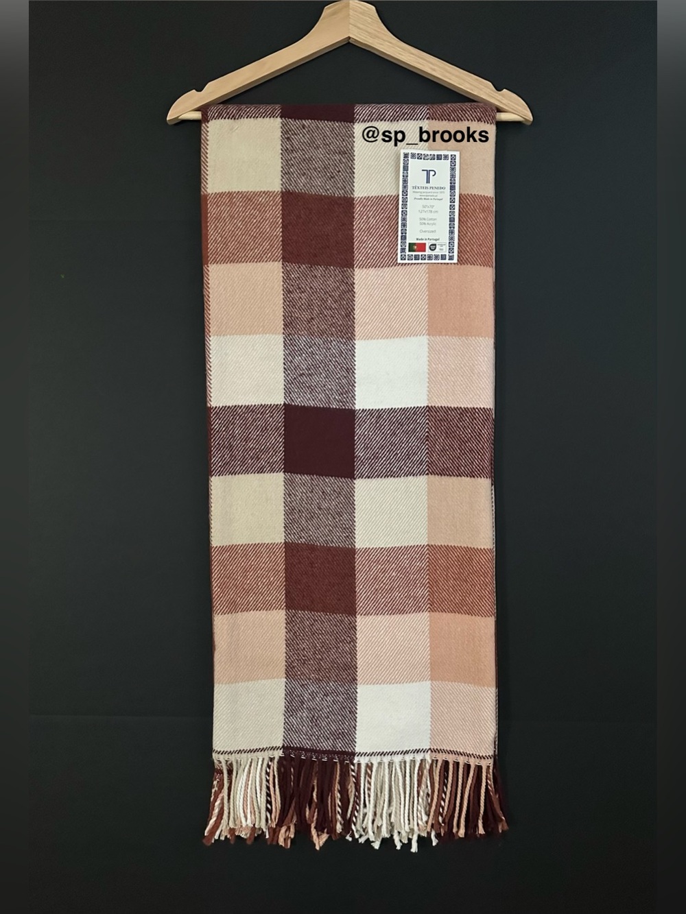 🎁Texteis Penedo Throw Blanket - Fall Multi Small Check Cotton Blend Throw